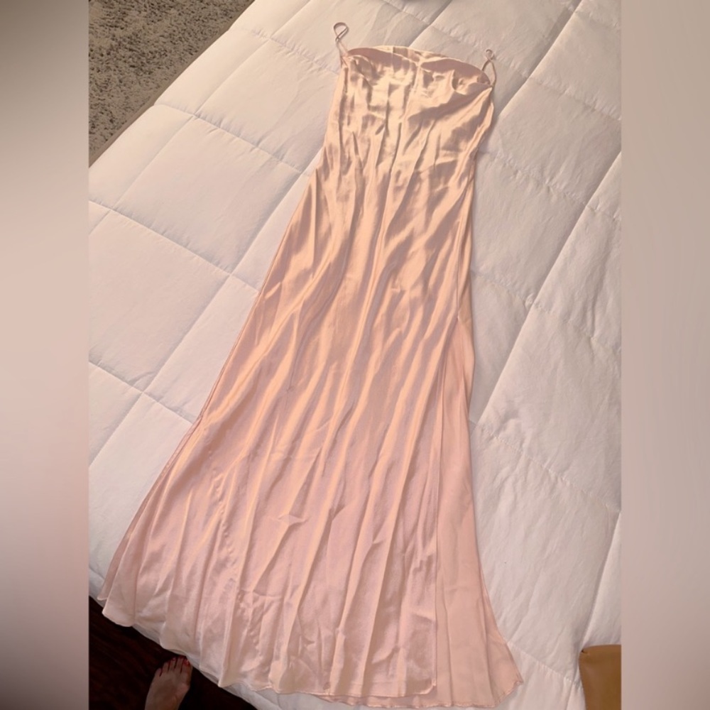 Vintage 90s Y2K 100% Silk Dress Ballet Pink Slip Dress Cowl Silk Dress Ballet - Picture 6 of 16